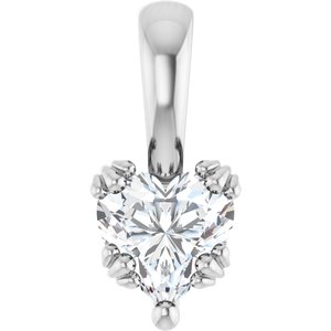 14K X1 White Gold 6x6 mm Heart Pendant Mounting