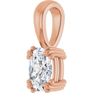 10K Rose Gold 7x5 mm Elongated Cushion Pendant Mounting – image 3