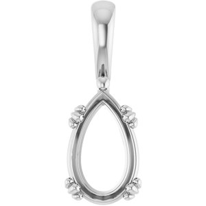 Sterling Silver 12x7.5 mm Pear Pendant Mounting – image 2