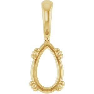 14K Yellow Gold 12x7.5 mm Pear Pendant Mounting – image 2