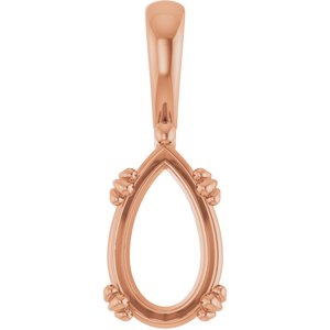 10K Rose Gold 12x7.5 mm Pear Pendant Mounting – image 2