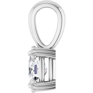 14K White Gold 7x5 mm Elongated Cushion Pendant Mounting – image 5