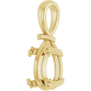 14K Yellow Gold 12x7.5 mm Pear Pendant Mounting – image 4
