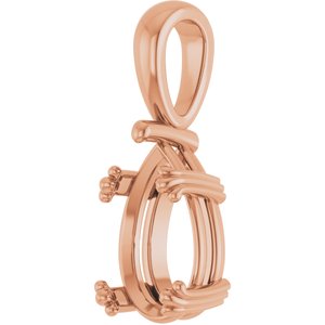 14K Rose Gold 12x7.5 mm Pear Pendant Mounting – image 4