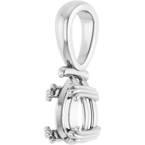 18K White Gold 8x5 mm Pear Pendant Mounting – image 4