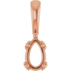 10K Rose Gold 8x5 mm Pear Pendant Mounting – image 2
