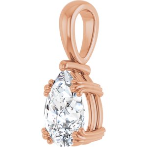 10K Rose Gold 10x7 mm Pear Pendant Mounting – image 3