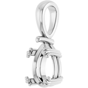 14K X1 White Gold 10x7 mm Pear Pendant Mounting – image 4