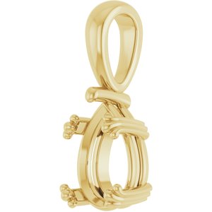 10K Yellow Gold 10x7 mm Pear Pendant Mounting – image 4