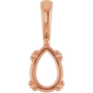 10K Rose Gold 10x7 mm Pear Pendant Mounting – image 2