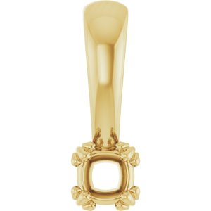 14K Yellow Gold 3x3 mm Cushion Pendant Mounting – image 2
