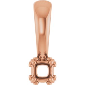 14K Rose Gold 3x3 mm Cushion Pendant Mounting – image 2