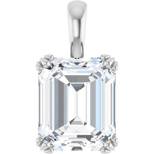 10K White Gold 12x10 mm Emerald Pendant Mounting