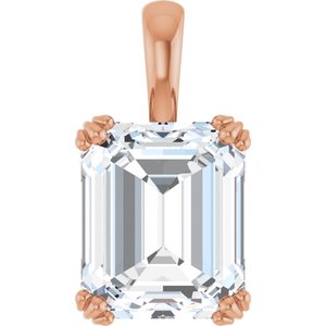 10K Rose Gold 12x10 mm Emerald Pendant Mounting