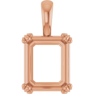 14K Rose Gold 12x10 mm Emerald Pendant Mounting – image 2