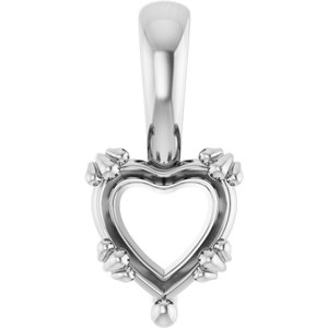 10K White Gold 7x7 mm Heart Pendant Mounting – image 2