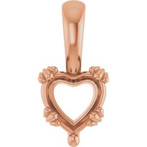 10K Rose Gold 7x7 mm Heart Pendant Mounting – image 2