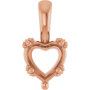 10K Rose Gold 8x8 mm Heart Pendant Mounting – image 2