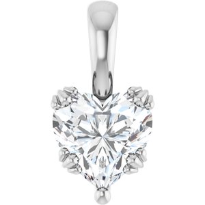 Platinum 8x8 mm Heart Pendant Mounting