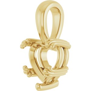 10K Yellow Gold 8x8 mm Heart Pendant Mounting – image 4