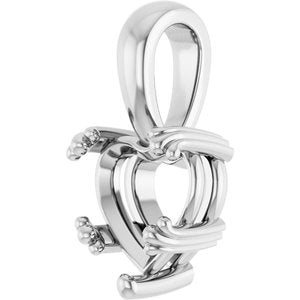 14K X1 White Gold 8x8 mm Heart Pendant Mounting – image 4