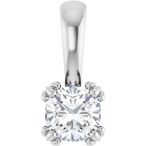 14K White Gold 5x5 mm Cushion Pendant Mounting