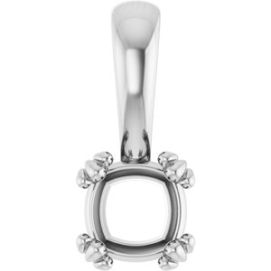 Platinum 5x5 mm Cushion Pendant Mounting – image 2