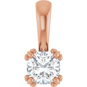 14K Rose Gold 5x5 mm Cushion Pendant Mounting
