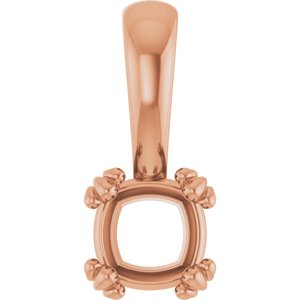 10K Rose Gold 5x5 mm Cushion Pendant Mounting – image 2