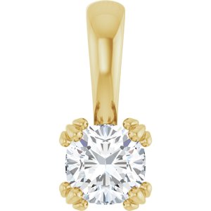 14K Yellow Gold 5x5 mm Cushion Pendant Mounting
