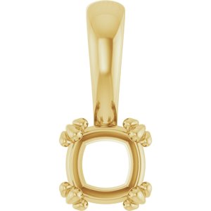 10K Yellow Gold 5x5 mm Cushion Pendant Mounting – image 2