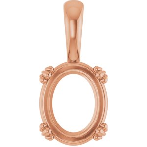 10K Rose Gold 11x9 mm Oval Pendant Mounting – image 2