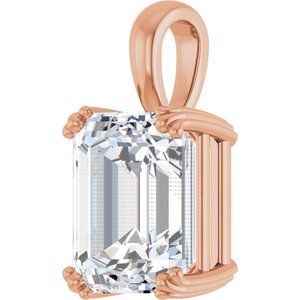 14K Rose Gold 12x10 mm Emerald Pendant Mounting – image 3