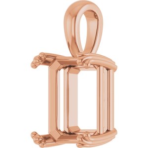 10K Rose Gold 12x10 mm Emerald Pendant Mounting – image 4
