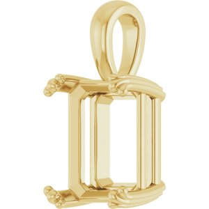 18K Yellow Gold 12x10 mm Emerald Pendant Mounting – image 4