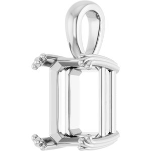 Continuum Sterling Silver 12x10 mm Emerald Pendant Mounting – image 4