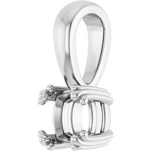 10K White Gold 5x5 mm Cushion Pendant Mounting – image 4