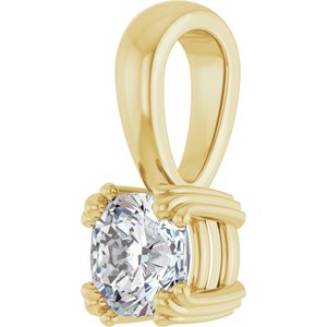 10K Yellow Gold 5x5 mm Cushion Pendant Mounting – image 3