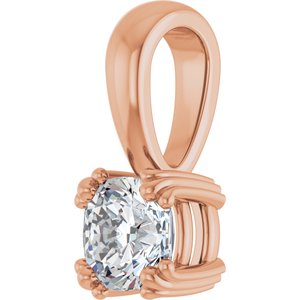 14K Rose Gold 5x5 mm Cushion Pendant Mounting – image 3