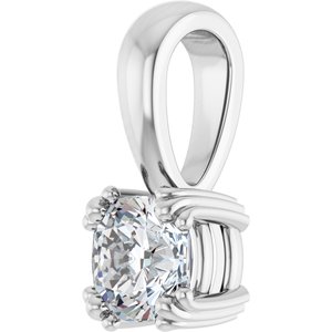 14K X1 White Gold 5x5 mm Cushion Pendant Mounting – image 3