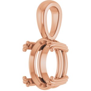 18K Rose Gold 11x9 mm Oval Pendant Mounting – image 4