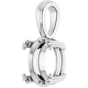 18K White Gold 11x9 mm Oval Pendant Mounting – image 4