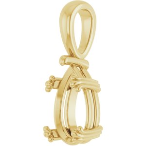 10K Yellow Gold 11.5x7 mm Pear Pendant Mounting – image 4