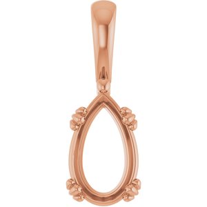 10K Rose Gold 11.5x7 mm Pear Pendant Mounting – image 2