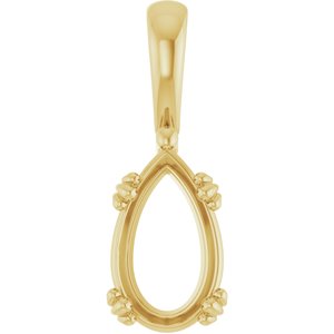 18K Yellow Gold 11.5x7 mm Pear Pendant Mounting – image 2