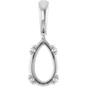 10K White Gold 11.5x7 mm Pear Pendant Mounting – image 2