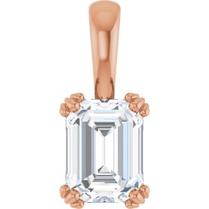 10K Rose Gold 8x6 mm Emerald Pendant Mounting