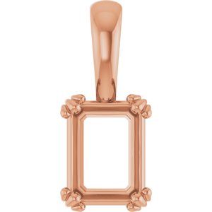10K Rose Gold 8x6 mm Emerald Pendant Mounting – image 2