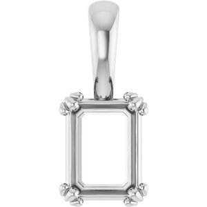 18K White Gold 8x6 mm Emerald Pendant Mounting – image 2