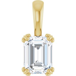 18K Yellow Gold 8x6 mm Emerald Pendant Mounting